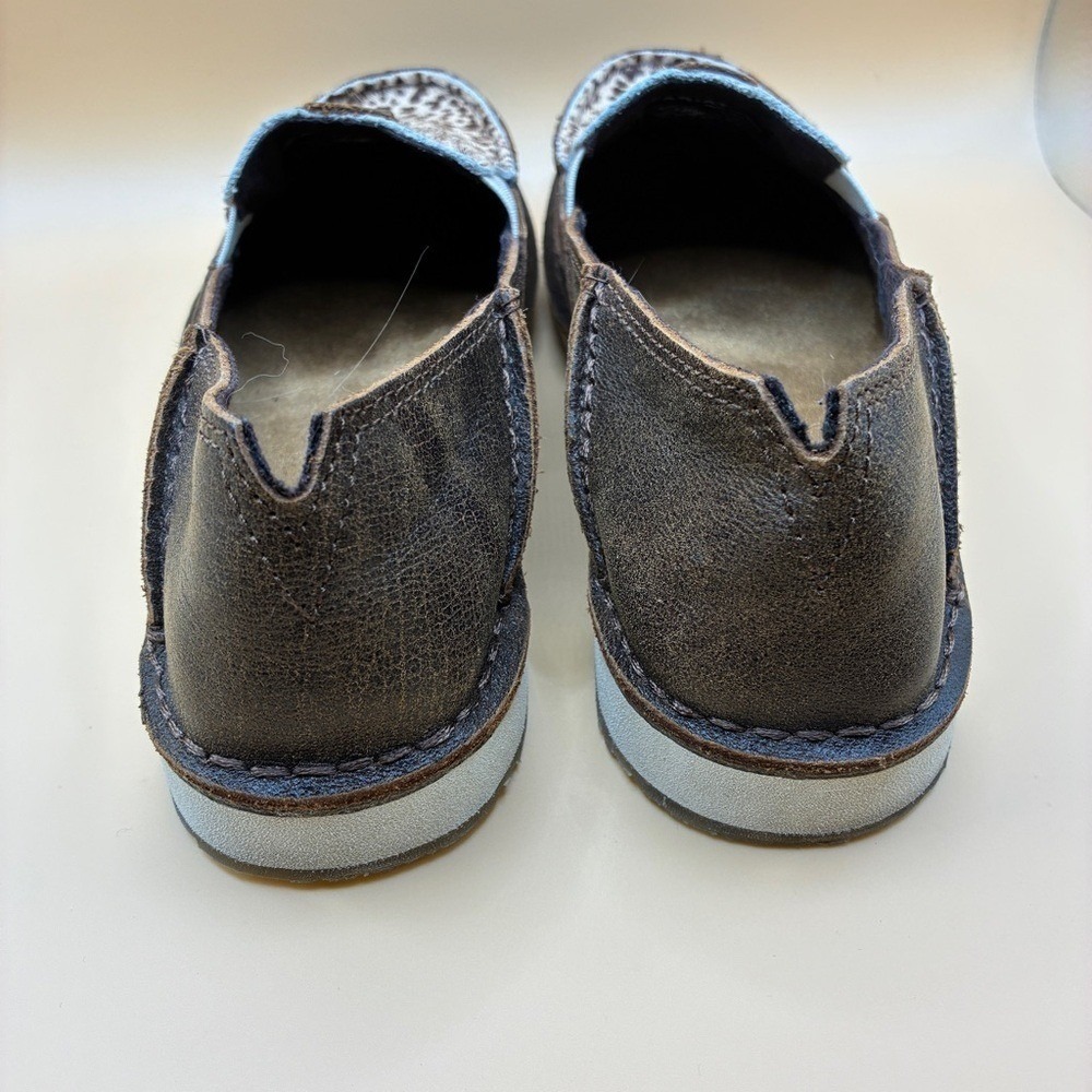 Ariat Cruiser 7.5 Leather Western Cheetah Print Hair-On-Hide Cowgirl Loafers - Picture 3 of 11